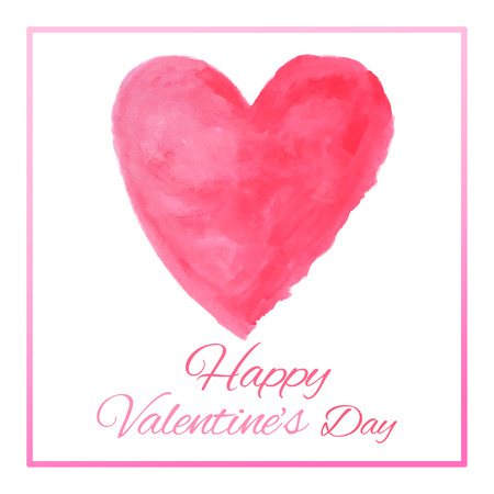 gradient pink heart watercolor paint with word Happy Valentine's Dayの写真素材