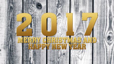 2017 Merry Christmas and Happy New Year on wooden background