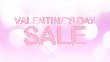 VALENTINE DAY SALE jelly word on large white pink bokeh backgroundの写真素材