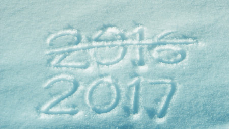 Word 2017 and 2016 hand drawn in fresh snow background