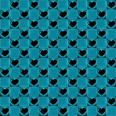 blue and black hearts pattern seamless, texture backgroundの写真素材