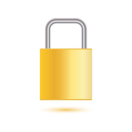 Vector locked padlock gold isolated on whiteのイラスト素材