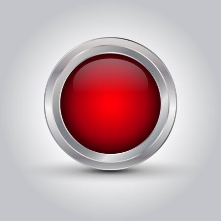 red shiny web button or background with shadow on grey gradient background, vector illustrationのイラスト素材