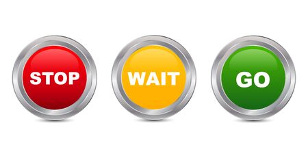 Stop Wait Go Glossy Button, Vector illustrationのイラスト素材