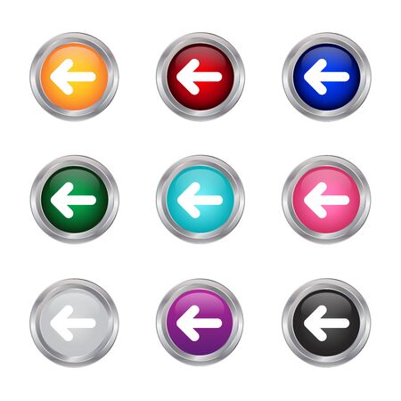 left arrow glossy buttons, vector illustrationのイラスト素材