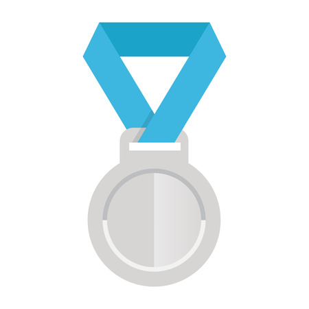 award silver medal with blue ribbon, iconのイラスト素材