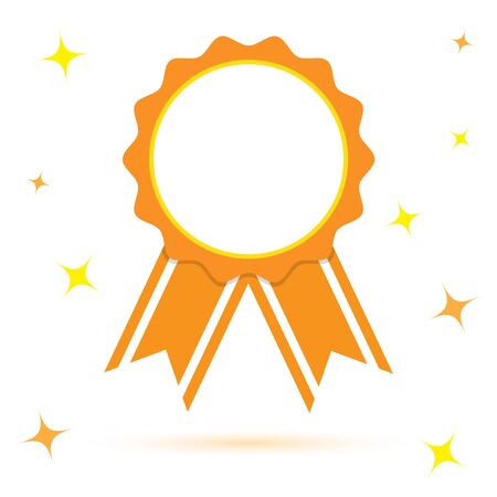 Award ribbon with shadow and sparkles on white backgroundのイラスト素材
