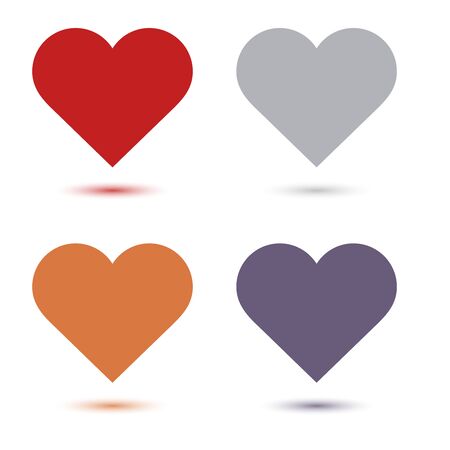 Set of red grey orange and purple heart vector icon with shadowのイラスト素材