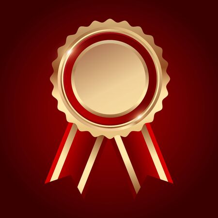 Bronze award red ribbon on red background, vector illustrationのイラスト素材