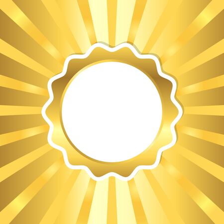 Golden seal on sun ray background, vector illustrationのイラスト素材
