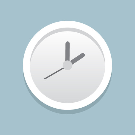 Wall clock with long shadow on blue backgroundのイラスト素材