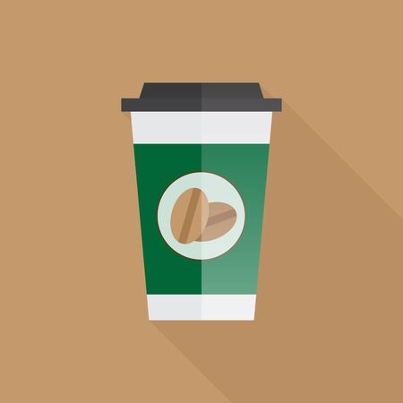 Coffee paper cup with long shadow, vector illustrationのイラスト素材
