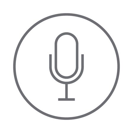 Grey microphone flat icon, vector illustrationのイラスト素材