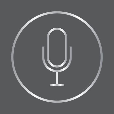 Silver microphone flat icon on grey background, vector illustrationのイラスト素材