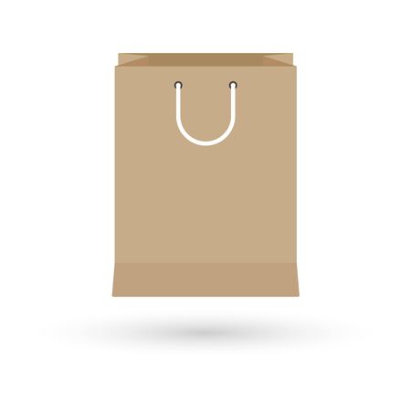Grocery brown paper bag vector illustration isolated on white background with shadowのイラスト素材
