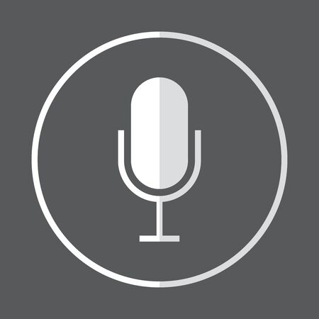 White and grey microphone flat icon, vector illustrationのイラスト素材