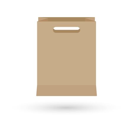 Grocery brown paper bag vector illustration isolated on white background with shadowのイラスト素材