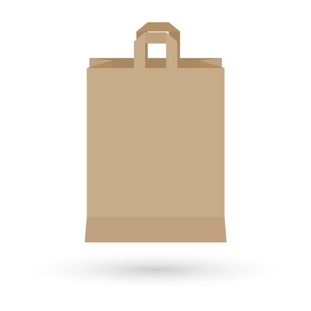 Grocery brown paper bag vector illustration isolated on white background with shadowのイラスト素材