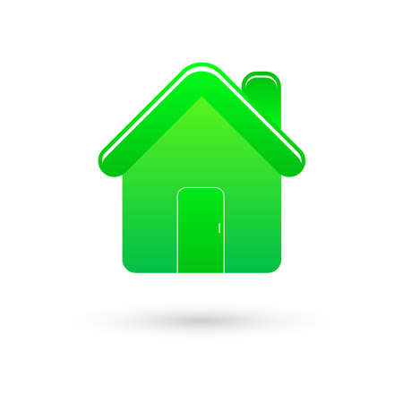 Green home vector icon with shadow on whiteのイラスト素材