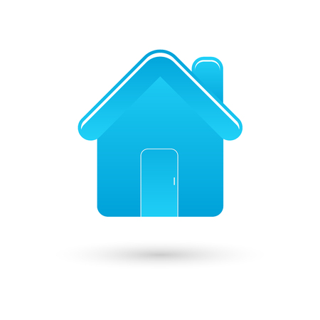 Blue home vector icon with shadow on whiteのイラスト素材