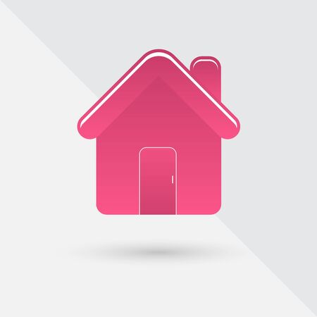 Pink house with shadow, vector illustrationのイラスト素材