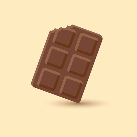 Chocolate with shadow on yellow background, vector illustrationのイラスト素材