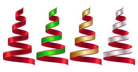 Set of Christmas ribbons, vector illustrationのイラスト素材
