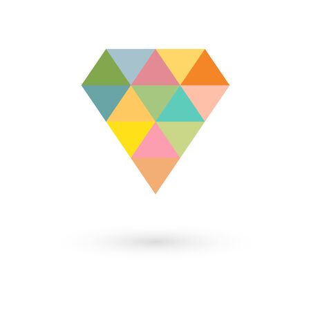 Polygon heart icon retro colors, vector illustrationのイラスト素材