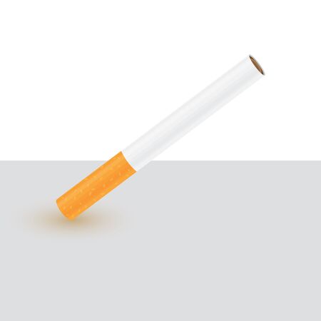 Cigarette with shadow on white and grey background, vector illustration iconのイラスト素材