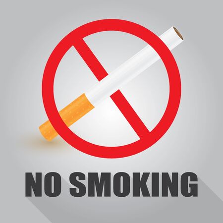 No smoking sign, cigarette icon on white and grey background, vector illustrationのイラスト素材