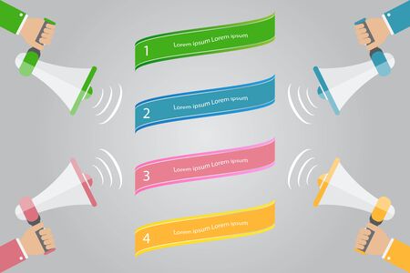 Hand holding Megaphone with infographics, vector illustration.のイラスト素材