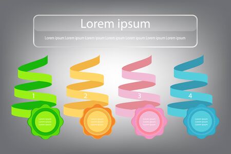 Banner infographic design template ribbon and badges colourful, vector illustration.のイラスト素材