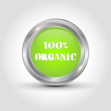 100% organic badge, vector illustrationのイラスト素材