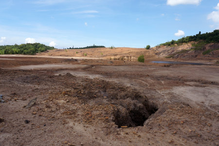 The Impact of coal mining on the environment. The mining location was abandoned without reclamation....