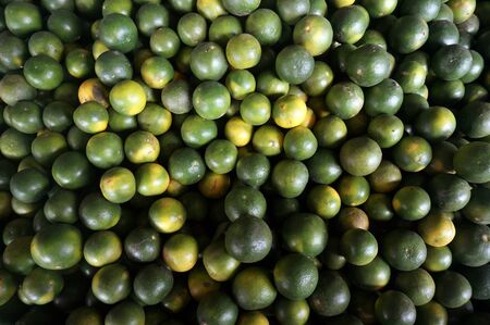 Fresh Limes pile sell in traditional market indonesia. Selective Focus.の写真素材