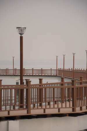 wooden board walk at the beachの写真素材