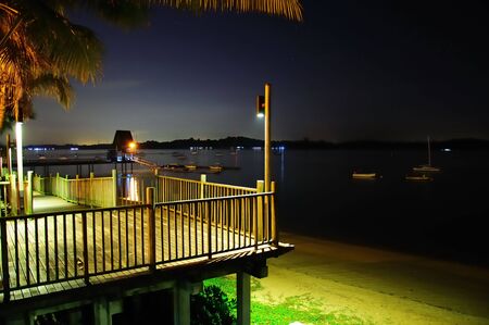 wooden beach walkの写真素材