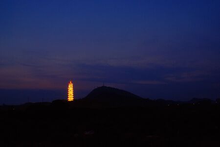 Night view of the pagodaの写真素材