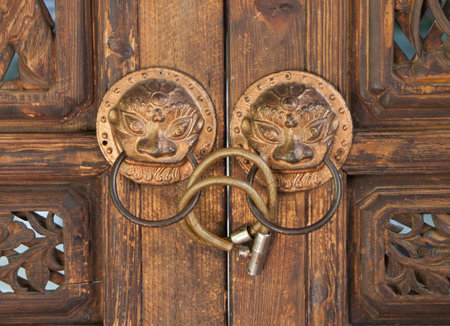 Ancient Chinese door handle in gargoyle form for voiding evil