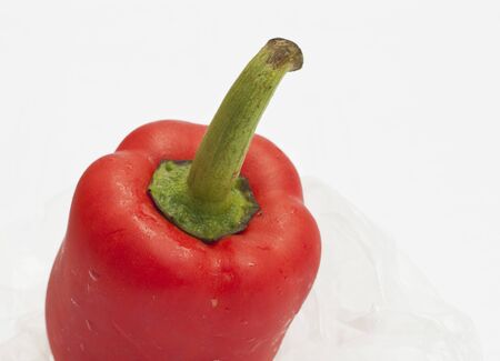 A close up view of a red pepper の写真素材