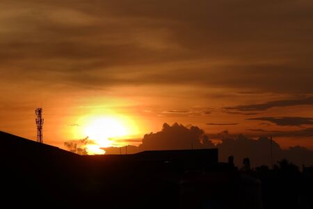 sunset on the rooftopの写真素材