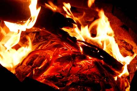 burning charcoal, background from the burning charcoal . Photo of an abstract textureの写真素材