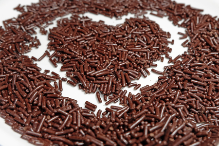 chocolate mese with heart shapeの写真素材