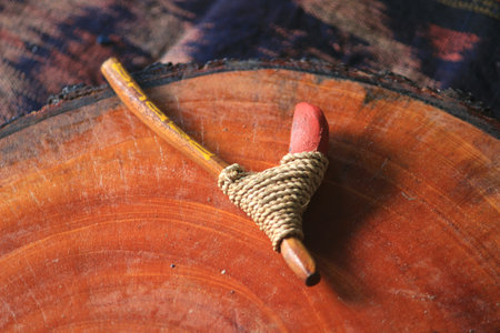 wooden handicraft souvenirs typical of Papua Indonesiaの写真素材