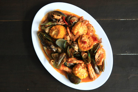 great seafood shellfish, crab, lobster, cornの写真素材