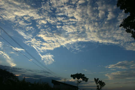 blue sky and bright and beautiful cloudsの写真素材
