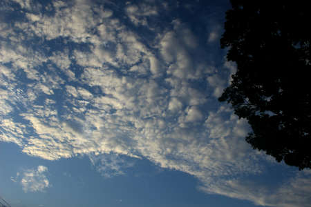 blue sky and bright and beautiful cloudsの写真素材
