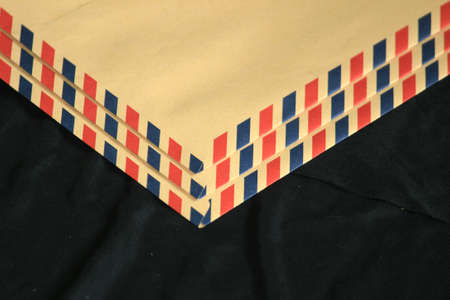 brown envelope for paper documents with a beautiful striped pattern.の写真素材