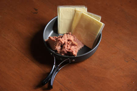 Layered cheese and ground beef are delicious for sandwiches, and other dishes.の写真素材