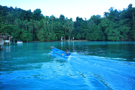 The exotic nature of marine tourism in Piaynemo, Raja Ampat Indonesia. Piaynemo is one of the tours...